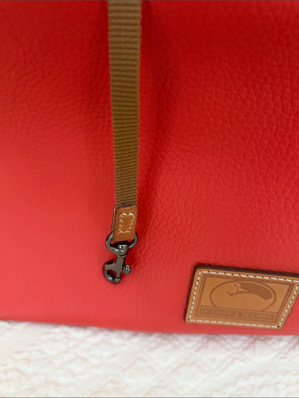 Dooney & Bourke Paige Orange Leather Hobo Bag with Brown Strap - Picture 10 of 16